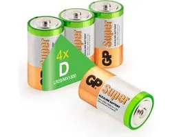 GP Batteries Super Alkaline D, Batterie à usage unique, D, Alcaline, 1,5 V, 4 pièce(s), Multicolore