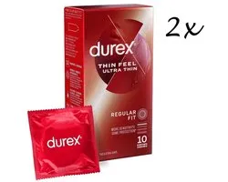 Préservatifs Durex Thin Feel Ultra – 20 pièces (2x10 pièces) – Extra fins pour plus de sensations – Emballage discret