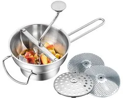 Moulin à légumes, Roerzeef, Passe Vite, Comprenant 3 disques (1/3/8mm), 2L, Acier inoxydable, Résistant au lave-vaisselle - GEFU | Flotte Lotte