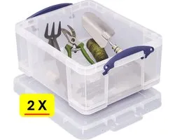 2 x Opbergbox Really Useful Box 21 liter - 45x35x20 cm - transparant wit