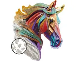 Milliwood - AG486 Houten Puzzel XXL Etherisch Paard | 3D Puzzels bouwpakket | Hobby Speelgoed voor kinderen & volwassenen | Wanddecoratie Woonkamer | 500 stukjes 41,4x47,8cm | In luxe geschenkdoos