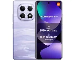 Xiaomi REDMI Note 15 5G - 6 GB RAM - 128 GB - Paars - 5520 mAh batterij met slank ontwerp - Robuust schermglas - IP65 stof- en waterbestendig