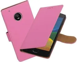 BestCases.nl Motorola Moto G5 Plus Effen booktype hoesje Roze