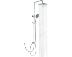 OFFO Regendouche zonder armatuur, chroom, 25 cm, ronde regendouche, doucheset, in hoogte verstelbaar en 1,6 m twist-free doucheslang, douchesysteem voor douche met Duitse handleiding (mogelijk niet