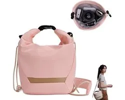 Cameratas Spiegelreflexcamera - Rollup cameratas - Systeemcamera - Schoudertas - Camera Hoes - Camera Tas - Fototas - Fototoestel Tasje - Hoes Voor Digitale Camera - Universeel Cameratas - Schoudertas - Waterdichte - 23*10*25cm - Roze
