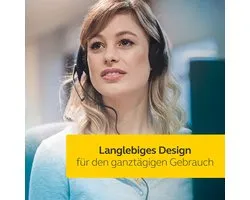 Jabra Biz 1500 QD On-Ear Stereo Headset with Quick Coupling, Cable Headphones with Noise Cancelling Microphone and Volume Point Protection for Table Phones
