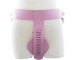 Chastity Belts for Women with Lock PU Chastity Cage Belt BDSM Chastity Devices Adjustable Chastity Strap Bondage Belt,sex Restraints Furniture Toys for Couples (Pink)