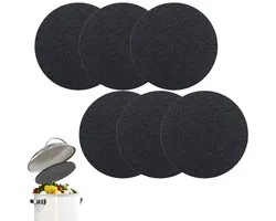 6-Pack keukencompostbakfilters, ronde voedselrestenbak actieve koolstoffilters, recyclingbak geurverwijderende compostfilter vervanging voor alle prullenbakken geurverwijderend, dikte 1 cm