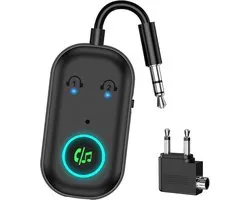 Bluetooth 5.3 Adapter Transmitter and Transmitter for Aircraft, 2-in-1 Bluetooth Adapter with Aircraft, TV, Stereo Splitter for MP3/MP4 Headphones, HiFi Speaker, Laptop