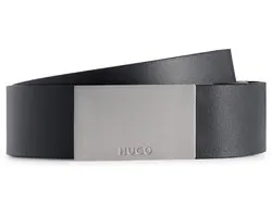 HUGO Leren Riem Gand Sz35 Belt W100 Black Zwart
