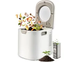 Machine à compost NutriChef - Bac à compost électrique – Composteur de cuisine intelligent – Comprend 2 filtres à charbon inodores et 3 réglages de volume – 3,8 L Blanc