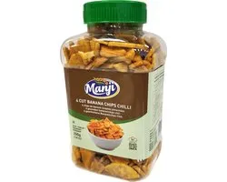 Manji - Gesneden Bananen Chips Chili - 3x 200 g