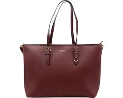 Flora&Co - Handtas - shopper - geschikt voor A4 - met extra lange riem - soft - bordeaux - Ideaal voor school- of werktas