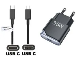 OneOne 35W snellader + 3,0m sterke USB C naar C kabel. GAN lader. PD PPS oplader adapter past op Kobo (Rakuten) eReader Elipsa, Elipsa 2E, Sage, Libra 2, Libra Colour, Clara 2E, Clara Colour, Clara BW - Kindle (Amazon) Scribe