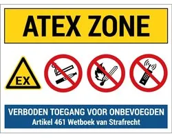 Panneau zone ATEX danger d'explosion stockage - matériau dibond - 60 x 45 cm