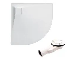 Receveur de douche Bad Land VIDAR - quart de cercle - 90 x 90 x 3,2 cm - blanc - avec kit d'évacuation