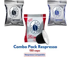 Caffè Borbone Respresso Nera + Rossa + Blu 150 capsules - Nespresso compatible - Italiaanse espresso koffiecups - Proefpakket