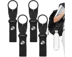 Water Bottle Clips - 4 stuks - Met Buckles - Portable Bottle Holder - Drink Hook - Water Bottle Buckle - Bottle Holder Clip - Clip voor waterfles - Hbuiten Accessoire - Voor Kamperen,Hiking,Reizen,Vissen - Zwart