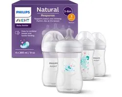 Philips Avent Natural Response 4 biberons - 260 ml - Flow 3 - joint - SCY903/61