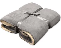 Unique Living Coby - Polaire polyester - Jeté - 130x160 cm - Gris nickel