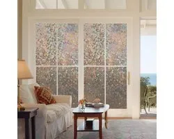 rabbitgoo Window Film Self Adhesive 44.5x200cm, Privacy Film with Rainbow Effect, Electrostatic Opaque Window Decoration & Sun Protection, 3D Glass Film Anti-Seeing for Bedroom and Kitchen