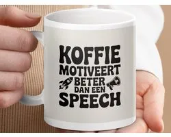 Mok Koffie Motiveert Beter Dan Een Speech, Funny Coffee Mug, Rocket Speaker Design, Cadeau voor Koffieliefhebber, Werk Mok, Koffie