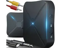 Retoo Audio Bluetooth 2w1 Transmitter Adapter Dongle with Aux 3.5mm and RCA Cable, Transmitter Receiver, Wireless Portable for Car TV Stereo HiFi Speakers Headphones, Low Latency Wireless