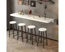 Floating desk ，Folding table wall hanging narrow home long table wall hanging dining table kitchen folding wall hanging folding desk ，restaurant milk tea shop bar home/garden/event indoor(White,150*40