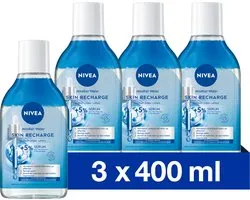 Water Eau micellaire infusée au sérum NIVEA Skin Recharge - Nettoyant visage - Eau nettoyante - Démaquillant - Pack économique - 3 x 400 ml