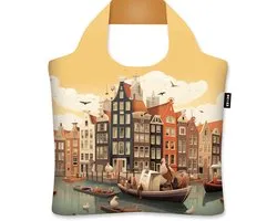Ecozz - Néerlandais - 100 % recyclé (rPet) - Öko-Tex - Equipé d'une fermeture éclair - Verrouillable - Sac de courses pliable - Résistant à l'eau - Shopper - Respectueux de l'environnement - Durable