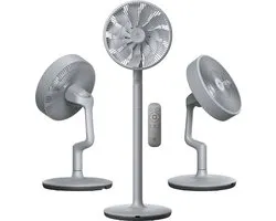 AirKing Statiefventilator - Extreem Stil en energiezuinige ventilator met 15 snelheden, DC Motor, Timer en Nachtmodus - In hoogte verstelbaar (60-105cm) - Horizontale + verticale oscillatie - Grijs
