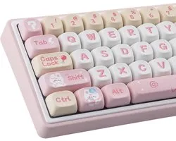 Sunzit MOA PBT Keycaps, 137 Cute Pink Rabbit-Pig Keyboard Set Dye Sub, Custom Keycaps for MX Switches, Mechanical - ShopVlot