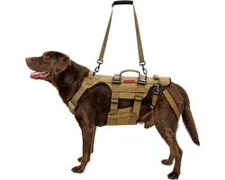 Thijox - OneTigris Hondentuig XL - Verstelbare Hondendraaghulp voor Middelgrote en Grote Honden - Bruin - 3 Handgrepen voor Gehandicapte, Gewonde of O