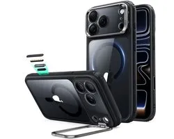 ESR Hoesje Geschikt voor Apple iPhone 18 Pro Max / 17 Pro Max - Classic Hybrid HaloLock Stash Stand - Compatibel met MagSafe & Qi2 - Back Cover met Standaard - Camera Kickstand - Clear Zwart