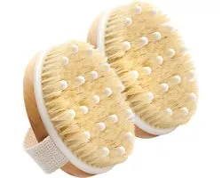 (2 Stuks) Dry Brush for Cellulite and Lymphatic Drainage, Exfoliating Brush with Soft Massage Nodules, Dry Brushing - Droog Borstel - Anti Cellulitis Brush - Lichaamsborstel - Extra Massage Accessoire - Stimuleert Bloedsomloop