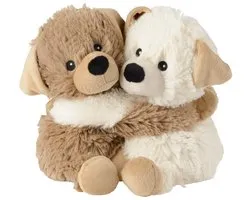 Warmies knuffelende vrienden hond warmteknuffel 20x18 cm bruin/creme