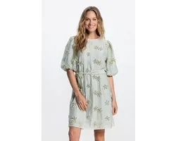 Jansen Amsterdam Roxy Jurk 3df1 596 Short Puffed Sleeve 3d Flowers Dames - Jurk - Mint - Taille 38