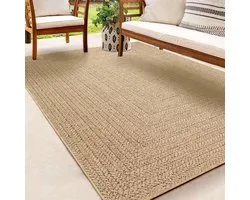 Tapis aspect jute pour intérieur et extérieur - 200x290 cm - Rectangle - Poils courts - aspect naturel pour jardin, balcon, terrasse ou intérieur - Tapis d'intérieur ou tapis d'extérieur ou tapis de jardin - KANSAS par The Carpet