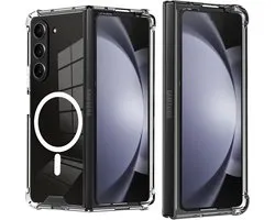 MagSafe hoesje Geschikt voor Samsung Galaxy Z Fold 6 Transparant Silicone Shockproof Hoesje - Schokbestendig TPU hoesje Samsung Z Fold 6