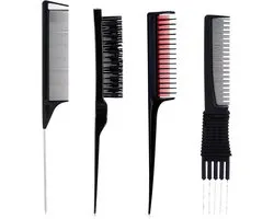 4 Pcs Sleek Bun Brushes - Jigsaw Comb - Rat Tail Comb - Boar Bristle - Fine Hair Comb - Double Head Twining Comb - Haarstyling Tool voor Vrouwen en Mannen