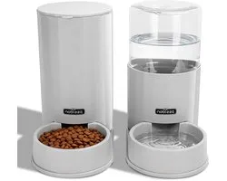 Nobleza Automatische Dierenvoederset - Set van 2 - Voerbak - Fontein kat - Dier Voeder - Grijs