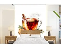 Behang - Fotobehang Thee - Warm - Winter - Sfeer - Breedte 160 cm x hoogte 220 cm