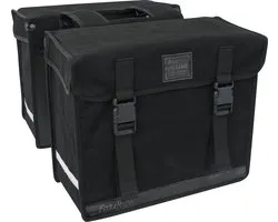 Fastrider Canvas Hybride 36 Dubbele Fietstas Zwart 47L - Afgeschuind - Waterafstotend Canvas - Reflecterend - Geschikt voor E-bike