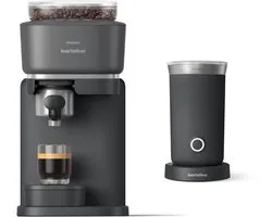 Pack Philips Baristina + mousseur à lait - BAR303/60 - Machine à expresso à piston - Zwart