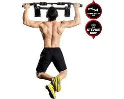 Viper Sports Pull up Bar - L92xB50xH8 cm – Optrekstang – Ruimtebesparend Pull Up Station - Antislip - Eenvoudige Bevestiging - Thuis sporten – Zwart/Rood