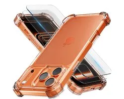 Hoesje - geschikt voor iPhone 17 Pro Max/18 Pro Max - Transparant - 2x screenprotector - beschermglas screen protector - Anti Shock hoes case