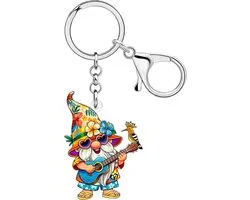 DUOWEI Acrylic Funny Tropical Hawaiian Ukulele Guitar Keychain Keychains Beach Gifts For Women Girls Car Keys Bags - ShopVlot