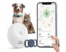 Traceur avec support pour chat et chien - Fonctionne avec l'application Apple Find My - Collier pour chat et chien - Sans abonnement - Traceurs Bluetooth intelligents - Système de suivi - Animaux de compagnie - PetVille