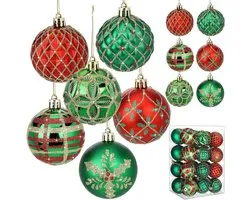 kerstballen - 70 stuks - Rood groen goud - Plastic materiaal - Kunstdennenappels - Speciale vorm ballen - Beschilderd ontwerp - Kerstboom hangdecoratie - Geschikt voor etalage en kerstfeest interieur decoratie