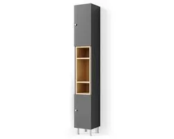 Vicco Badkamerkast Aquis, Antraciet/Grijs, 30 x 190 cm